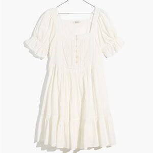 Madewell Puff Sleeve Drawstring Mini Dress